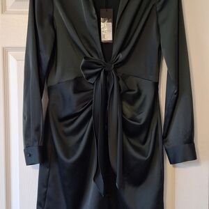 Gianni Bini Emerald Green Satin Long Sleeve Dress
